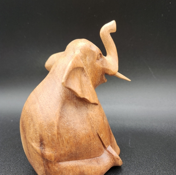 Carved Wooden Elephant Figurine - Picture 4 of 8